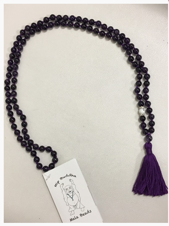 Hand Beaded Amethyst Japa Mala from Hip Buddha Designs